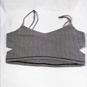 XS navy and white striped Aerie bra.